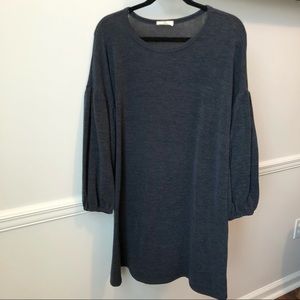 Entro Women’s Gray Tunic Dress Balloon Sleeves Size M Oversized